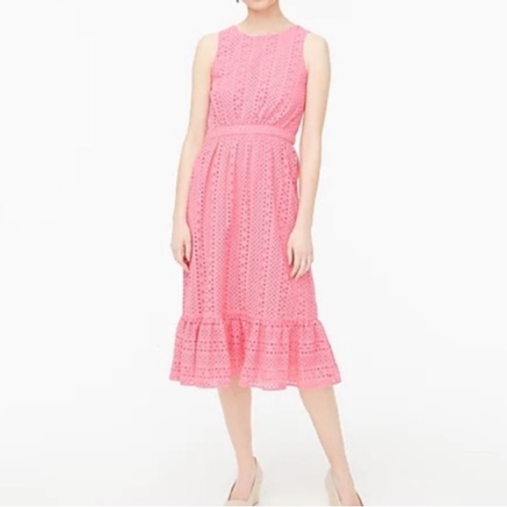 J Crew pink eyelet midi dress size 4